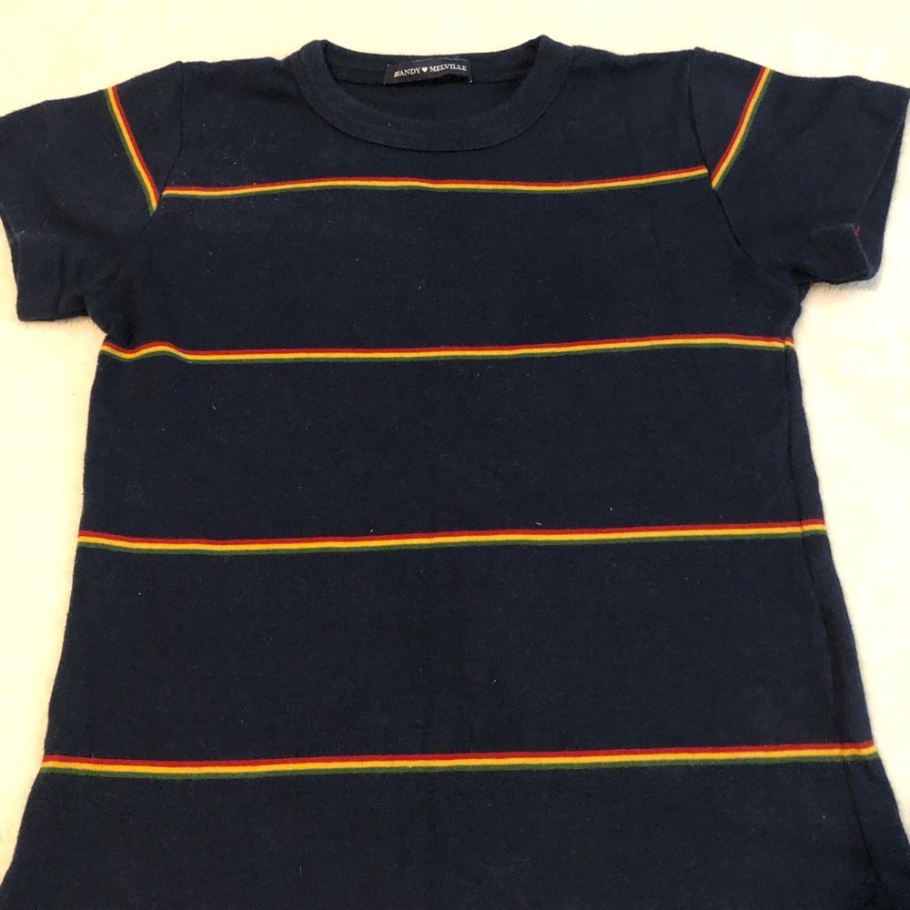 navy blue brandy melville tee with stripes